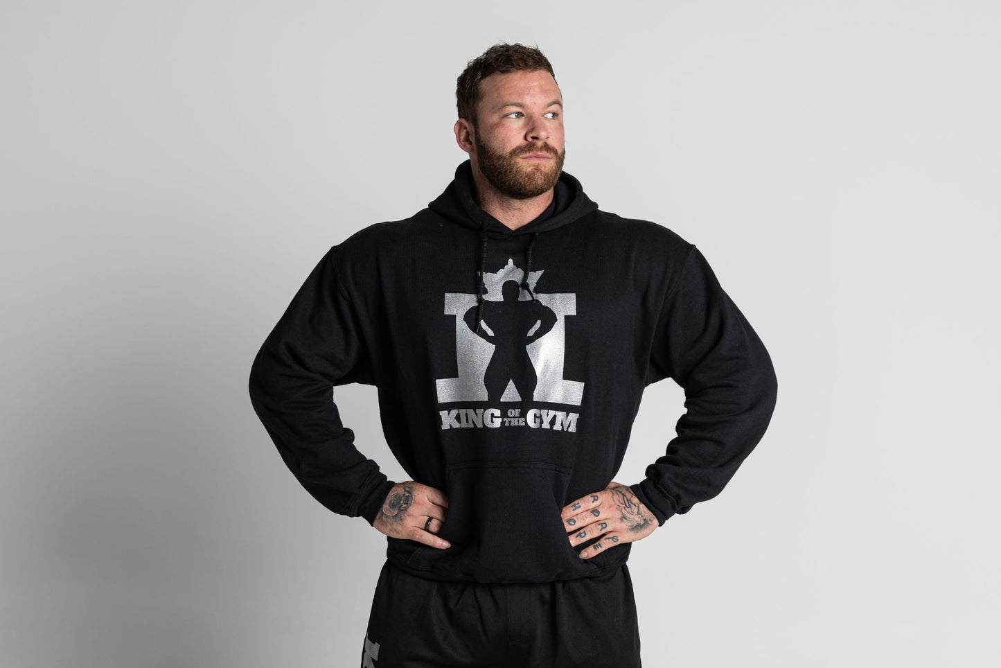 JL King Of The Gym Hoodie – Black With Silver Print