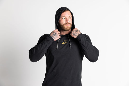 JL Long Sleeve Hood - Black with Gold