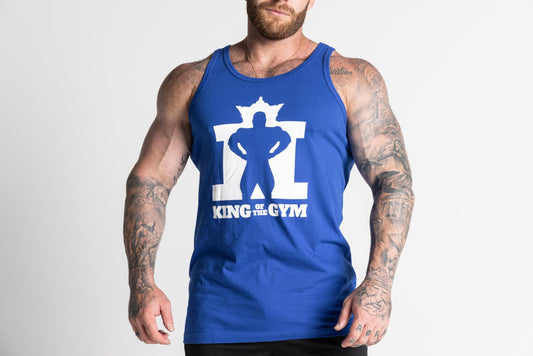 JL King Of The Gym Singlet - Bright Royal Blue with White