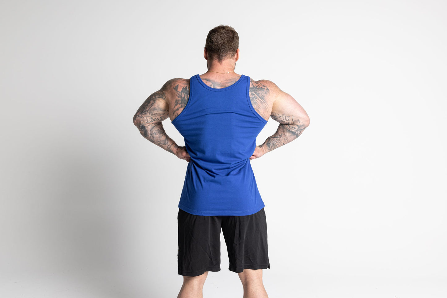 JL King Of The Gym Singlet - Bright Royal Blue with White