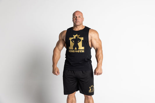JL King Of The Gym Singlet - Black with Gold