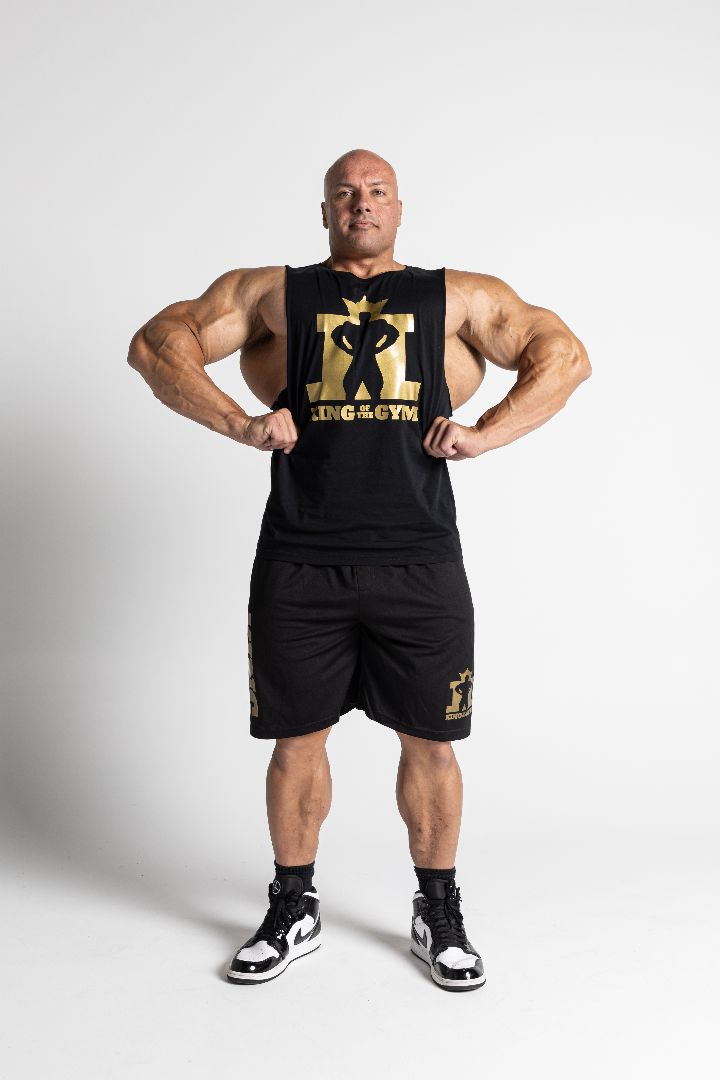 JL King Of The Gym Singlet - Black with Gold