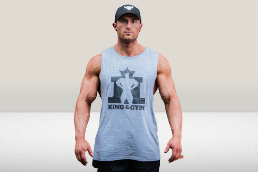 King of the Gym Barnard Singlet - Grey with Black
