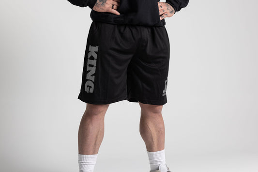 King JL Black Shorts with Grey Print