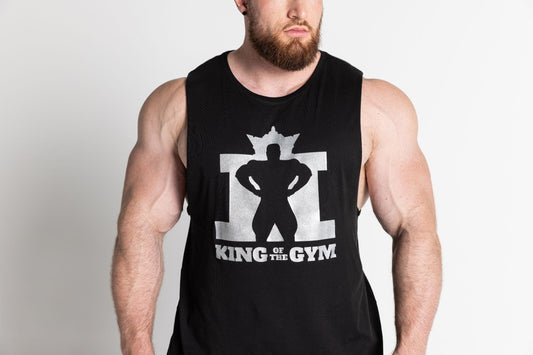 JL King Of The Gym Barnard Singlet - Black With Silver Print