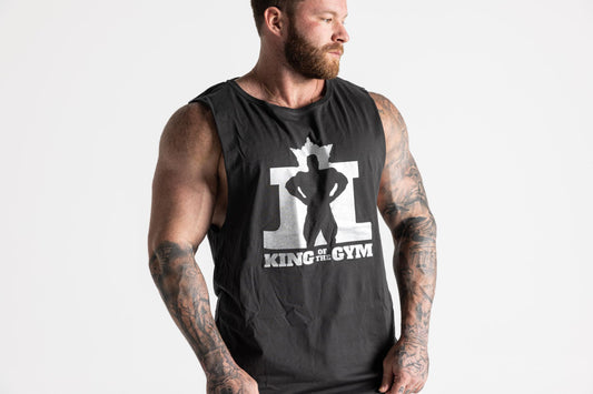 King of the Gym Barnard Singlet - Coal with Silver