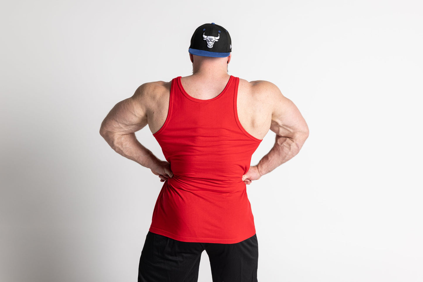 JL King Of The Gym Singlet - Red with Black