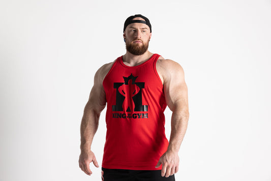 JL King Of The Gym Singlet - Red with Black