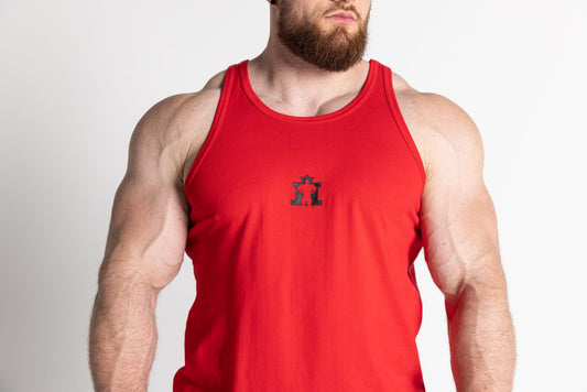 JL Small Logo Singlet - Red with Black