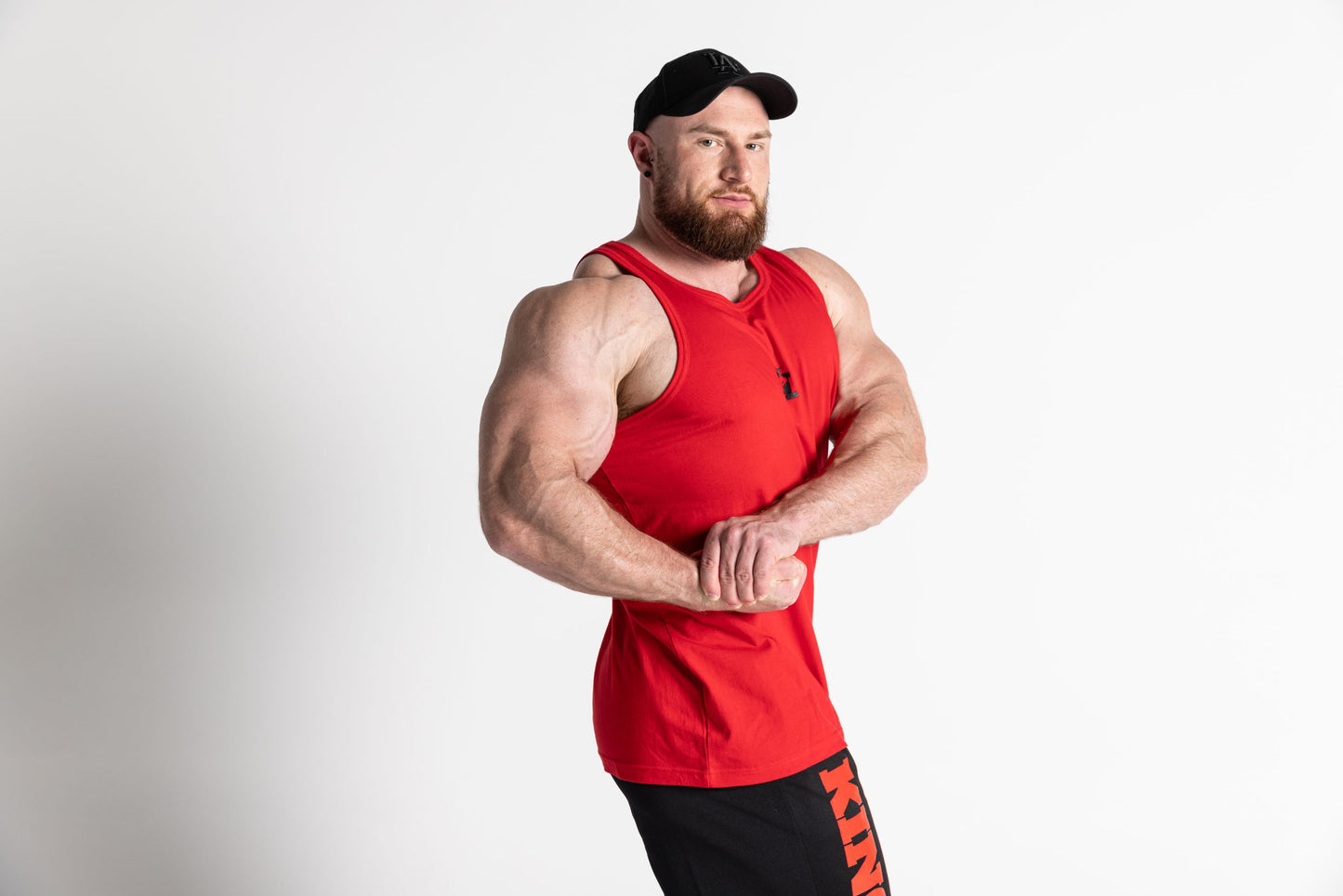 JL Small Logo Singlet - Red with Black