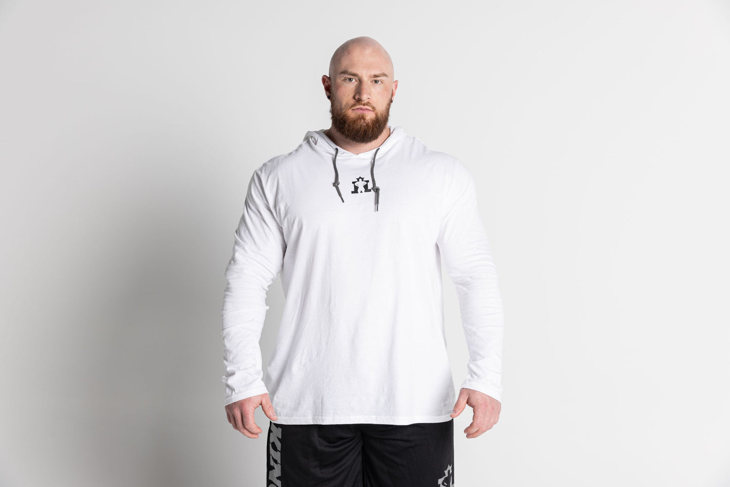 JL Long Sleeve Hood - White with Black