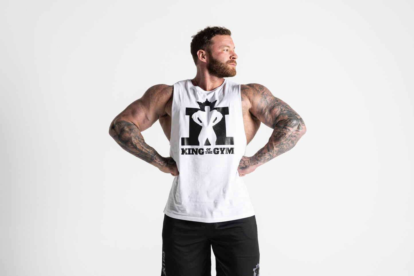 JL Large Logo Singlet - White with Black