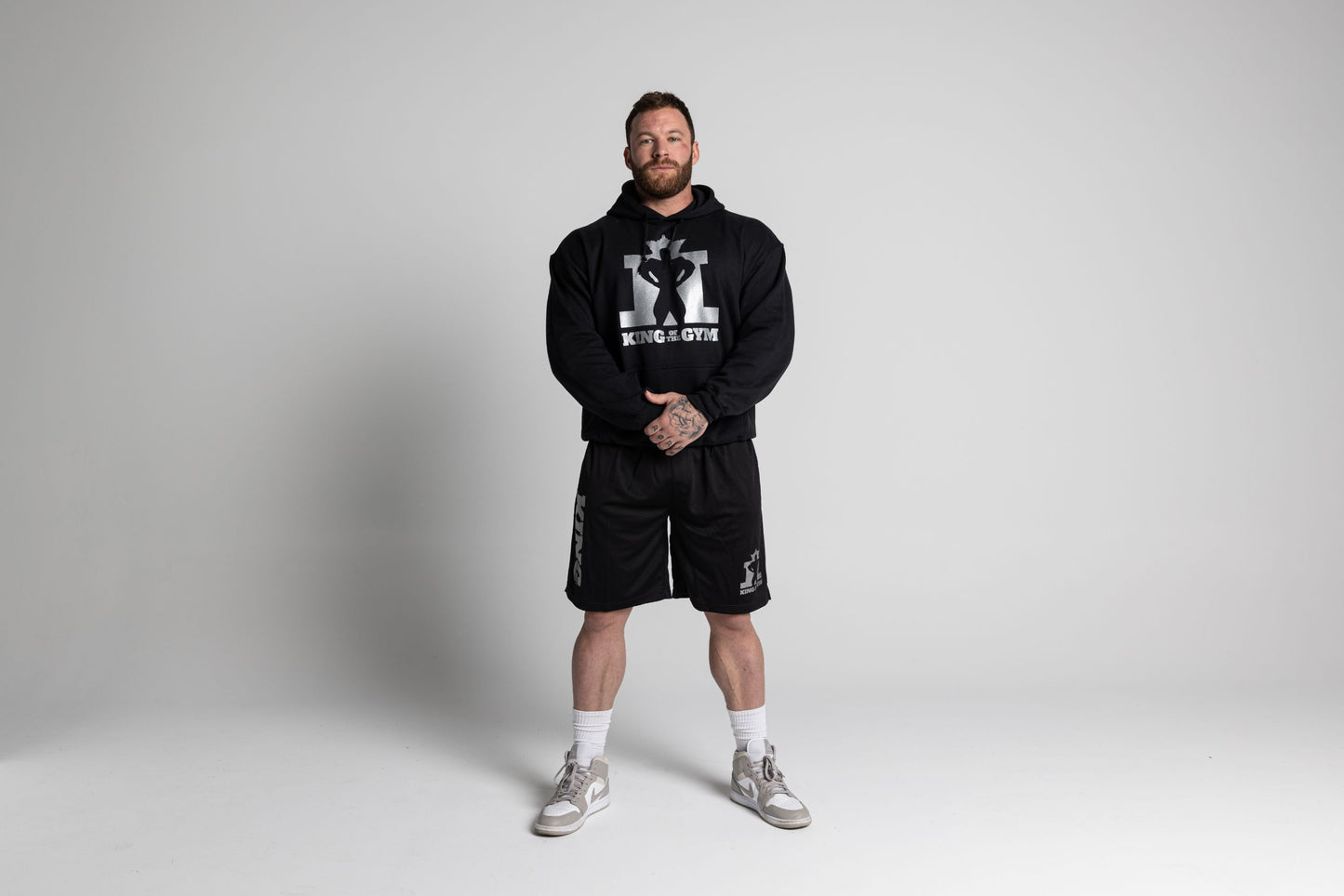 JL King Of The Gym Hoodie – Black With Silver Print