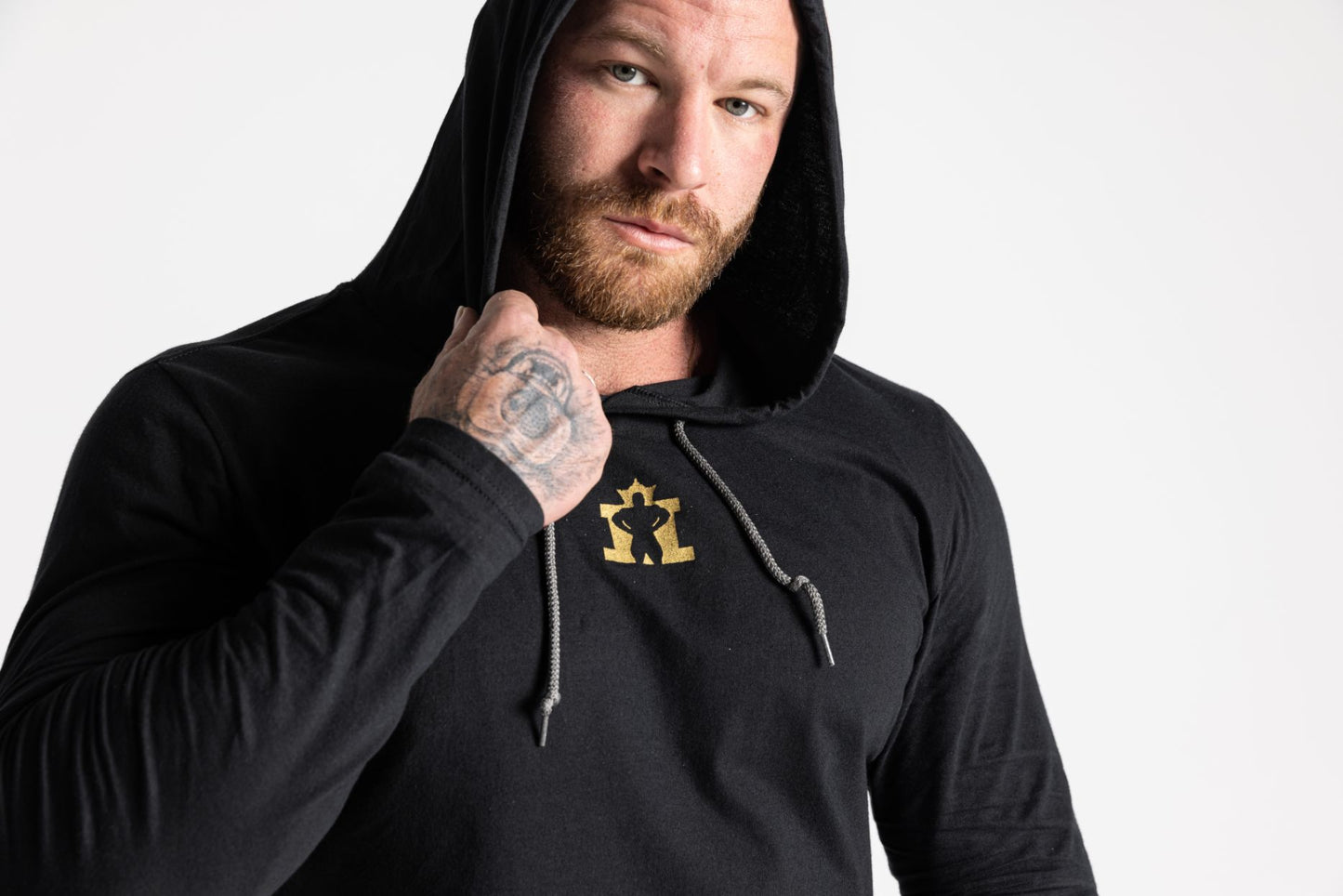 JL Long Sleeve Hood - Black with Gold