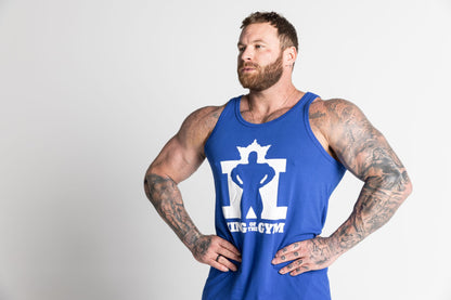 JL King Of The Gym Singlet - Bright Royal Blue with White
