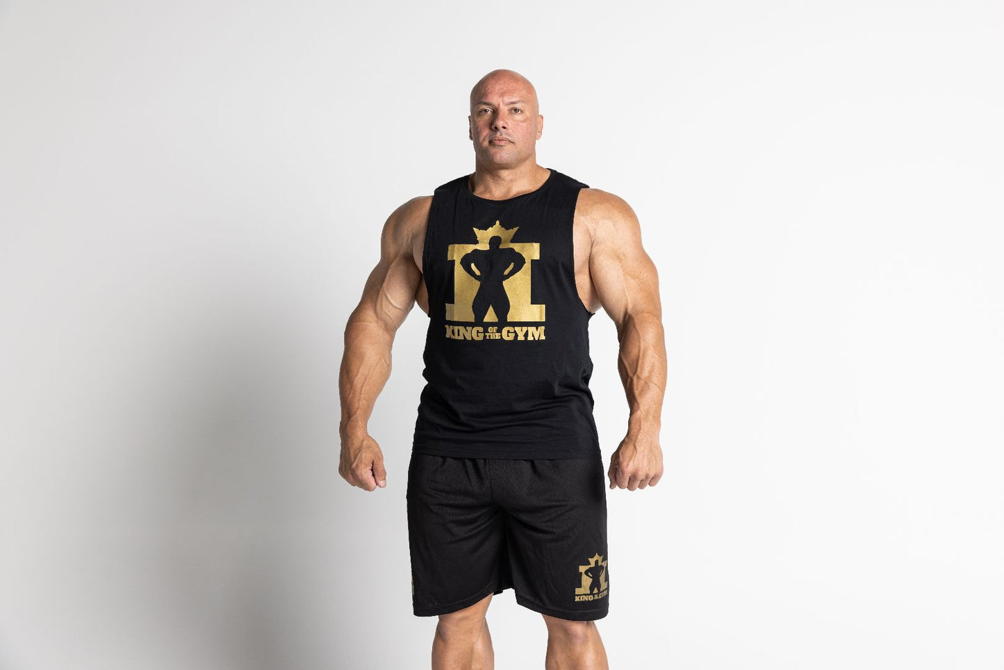 JL King Of The Gym Singlet - Black with Gold