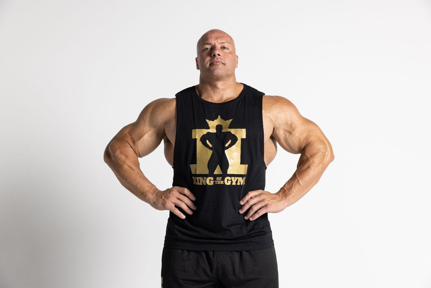 JL King Of The Gym Singlet - Black with Gold