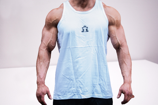 JL Small Logo Singlet - White with Black