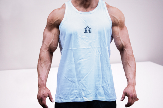 JL Small Logo Singlet - White with Black