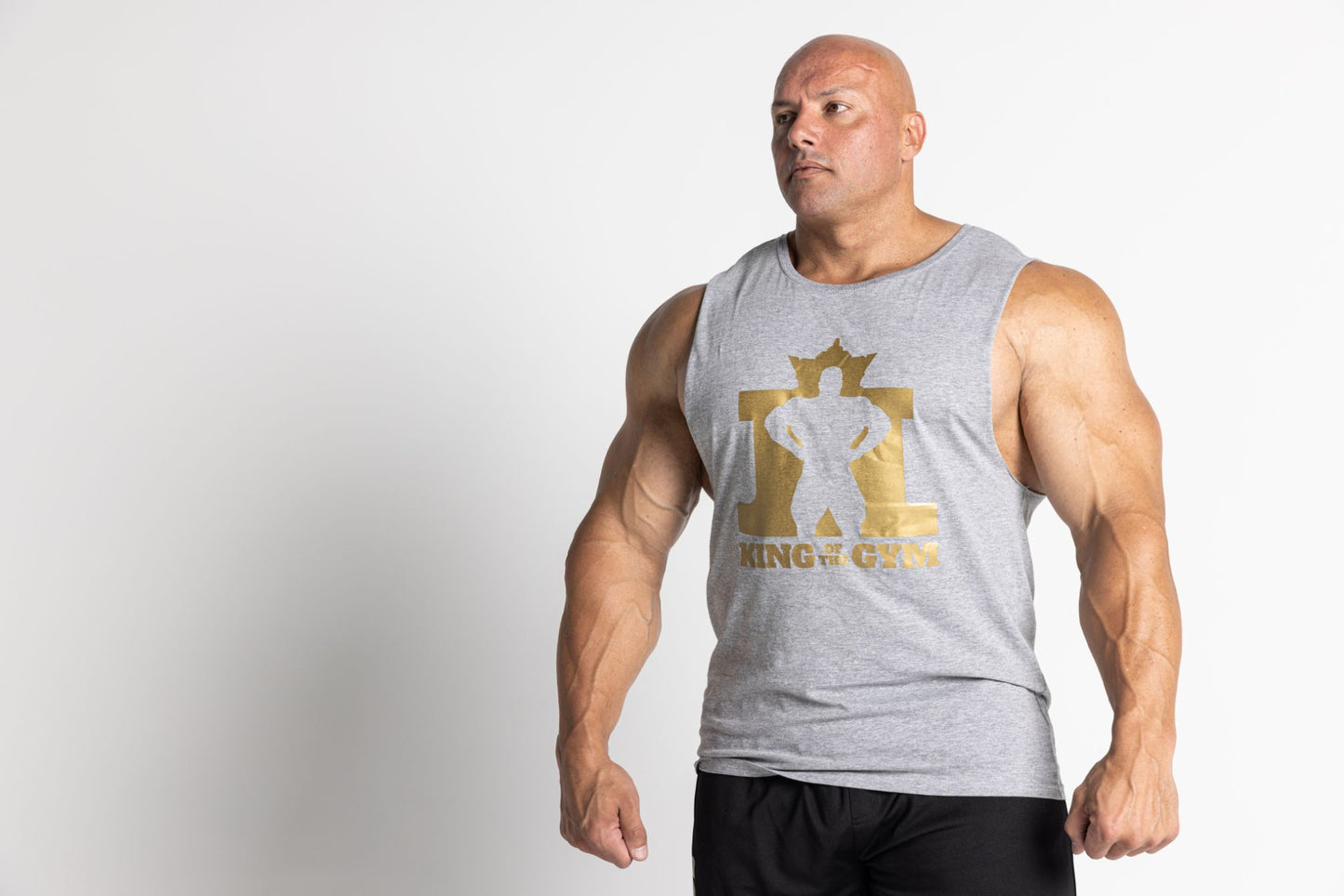 King of the Gym Barnard Singlet - Grey with Gold
