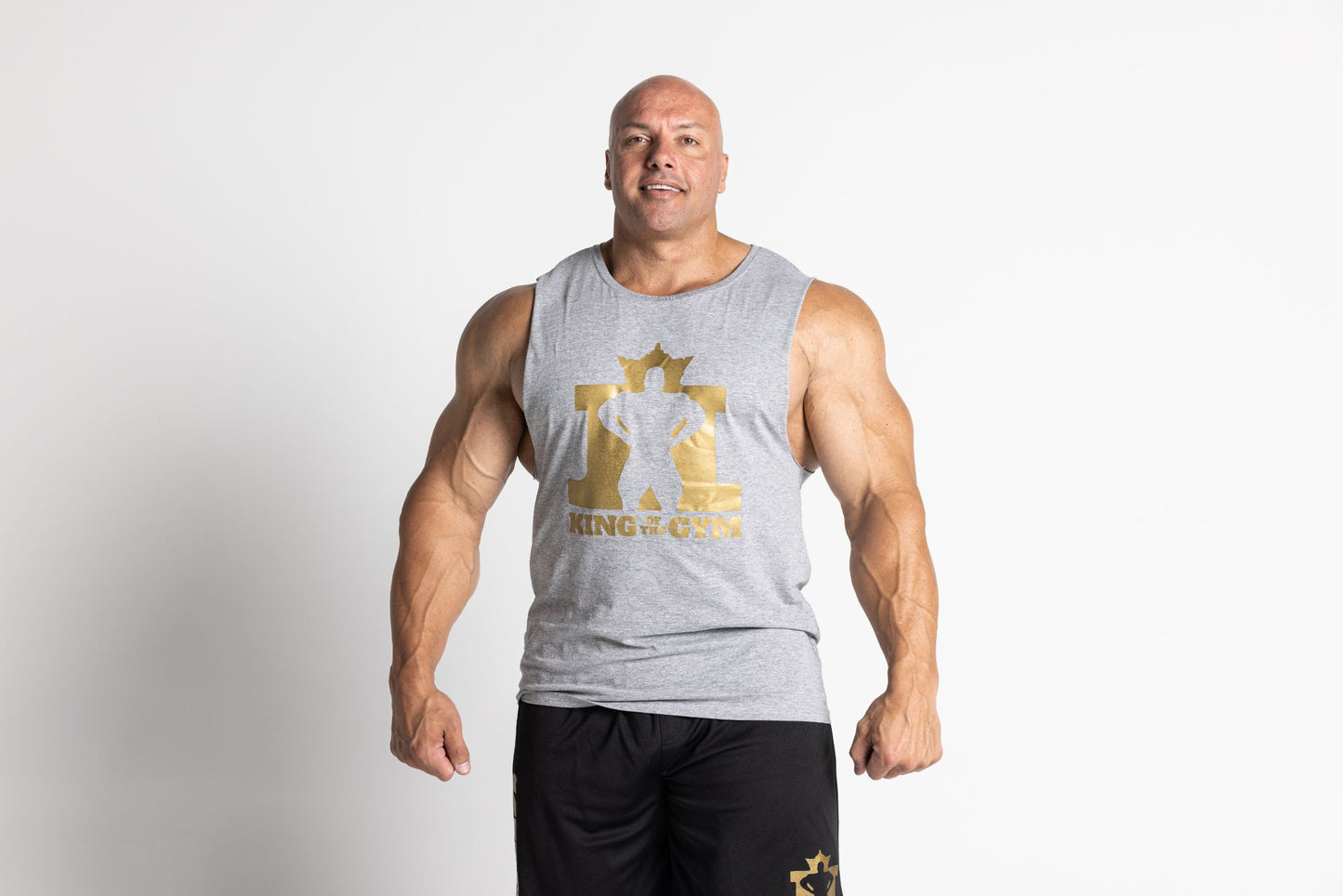 King of the Gym Barnard Singlet - Grey with Gold