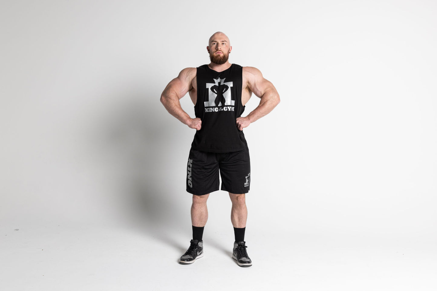 JL King Of The Gym Barnard Singlet - Black With Silver Print