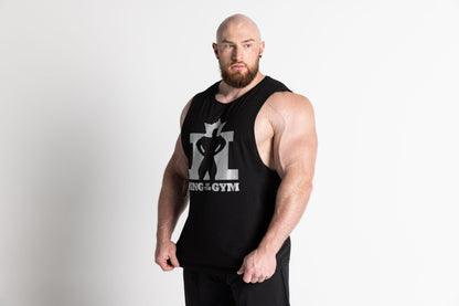 JL King Of The Gym Barnard Singlet - Black With Silver Print