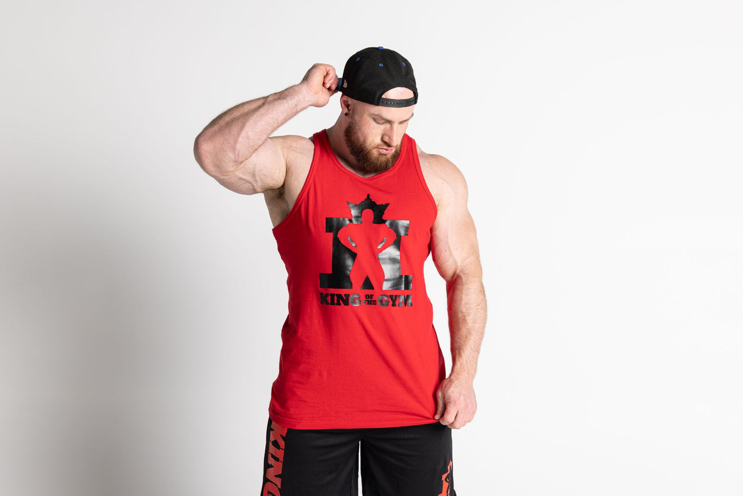 JL King Of The Gym Singlet - Red with Black