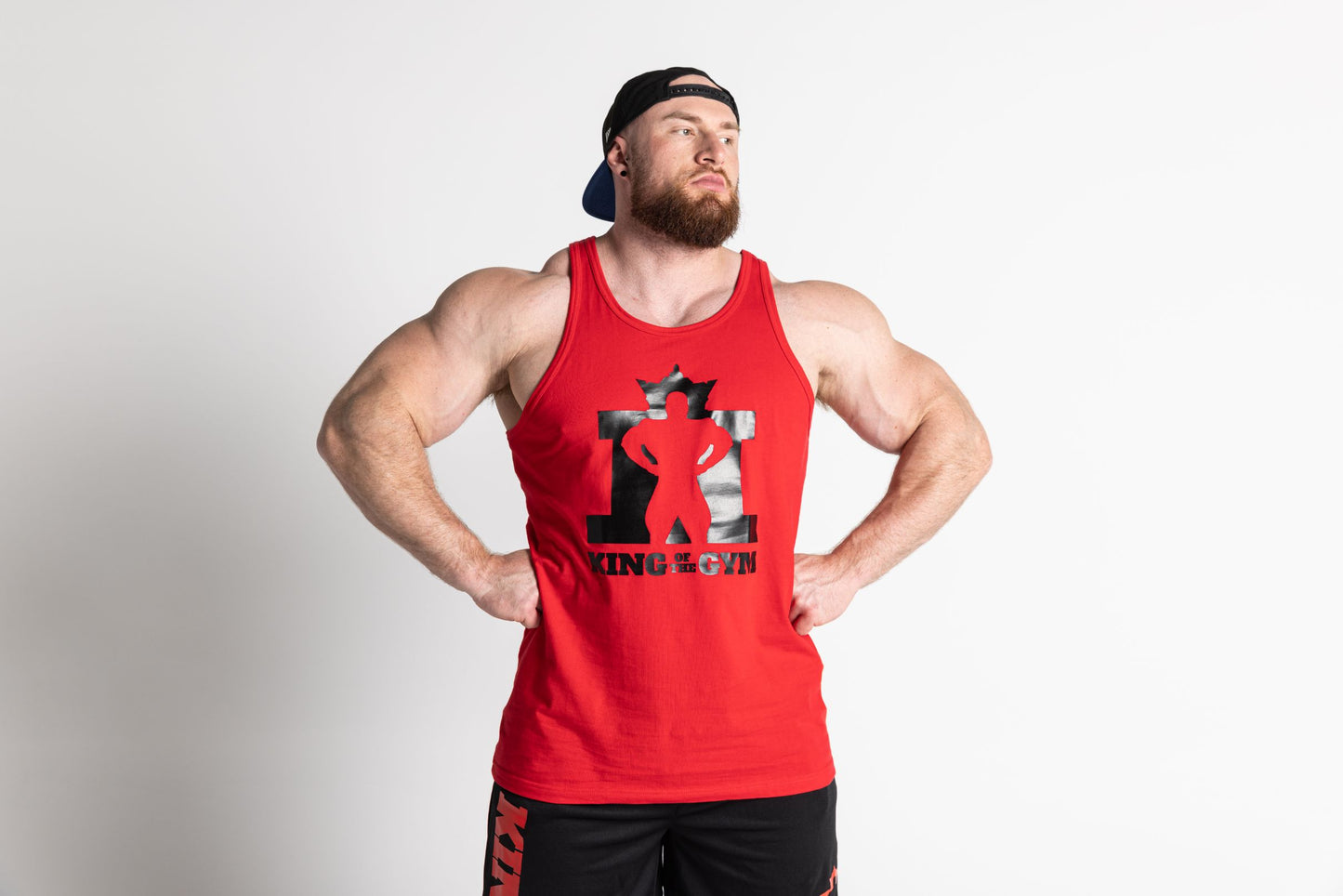 JL King Of The Gym Singlet - Red with Black