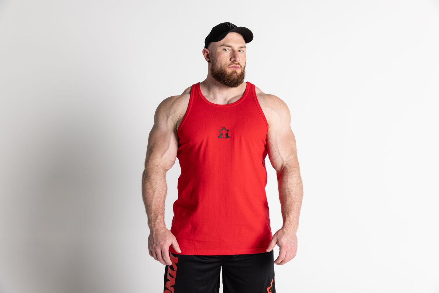 JL Small Logo Singlet - Red with Black
