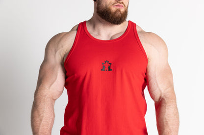 JL Small Logo Singlet - Red with Black