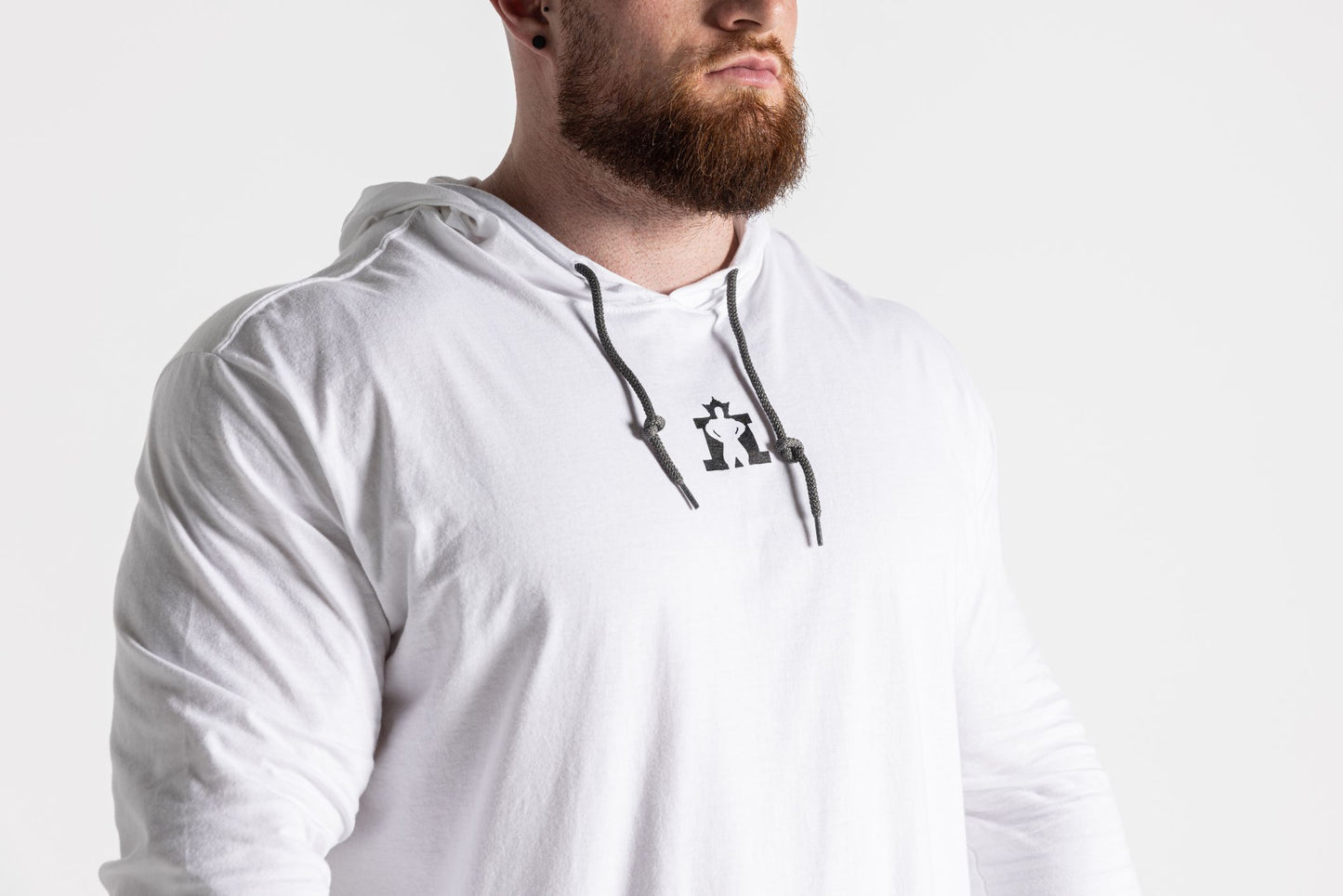 JL Long Sleeve Hood - White with Black