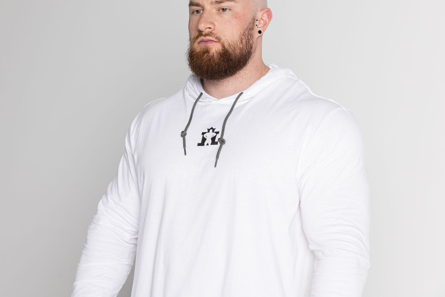 JL Long Sleeve Hood - White with Black