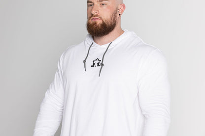 JL Long Sleeve Hood - White with Black