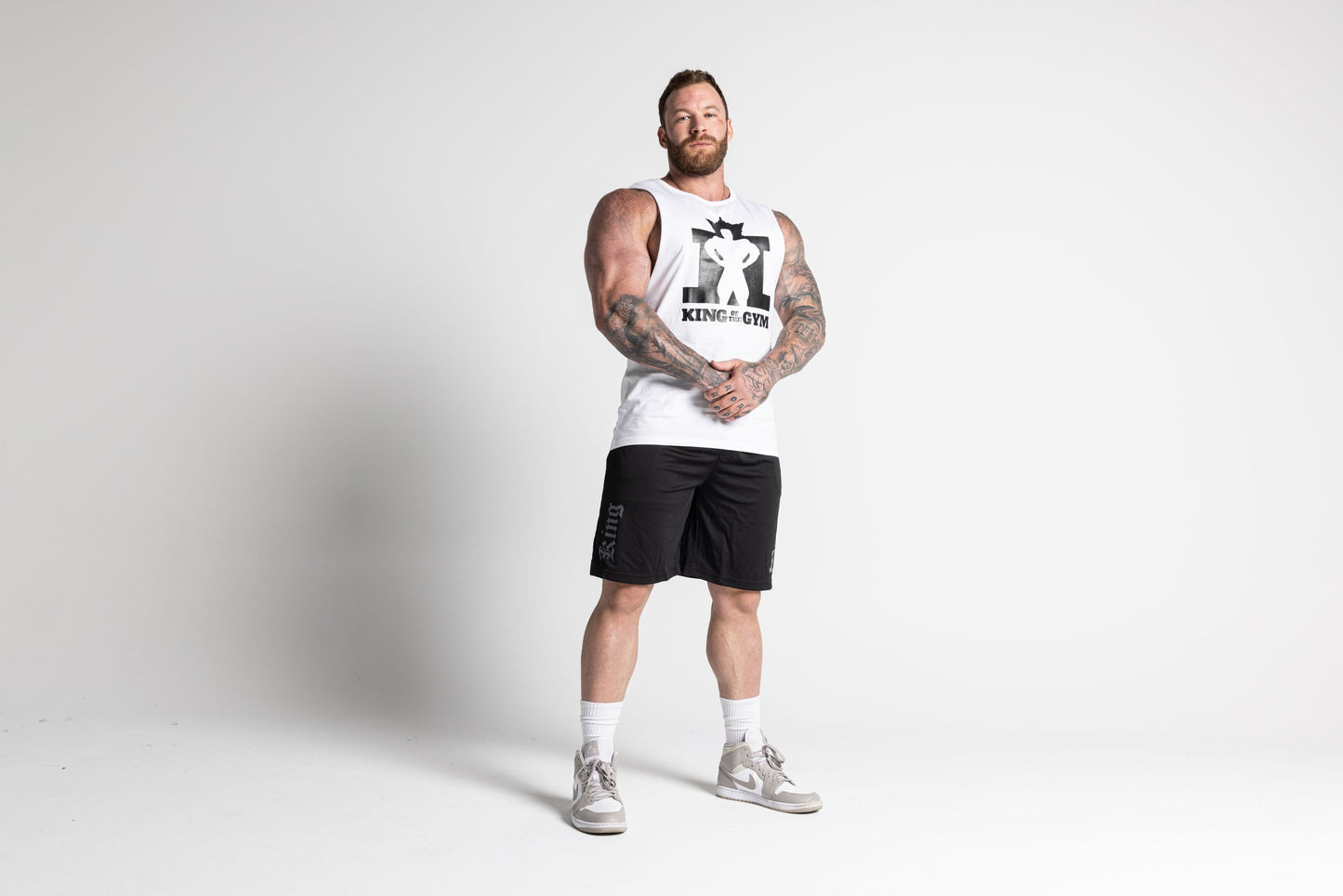 JL Large Logo Singlet - White with Black