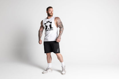 JL Large Logo Singlet - White with Black